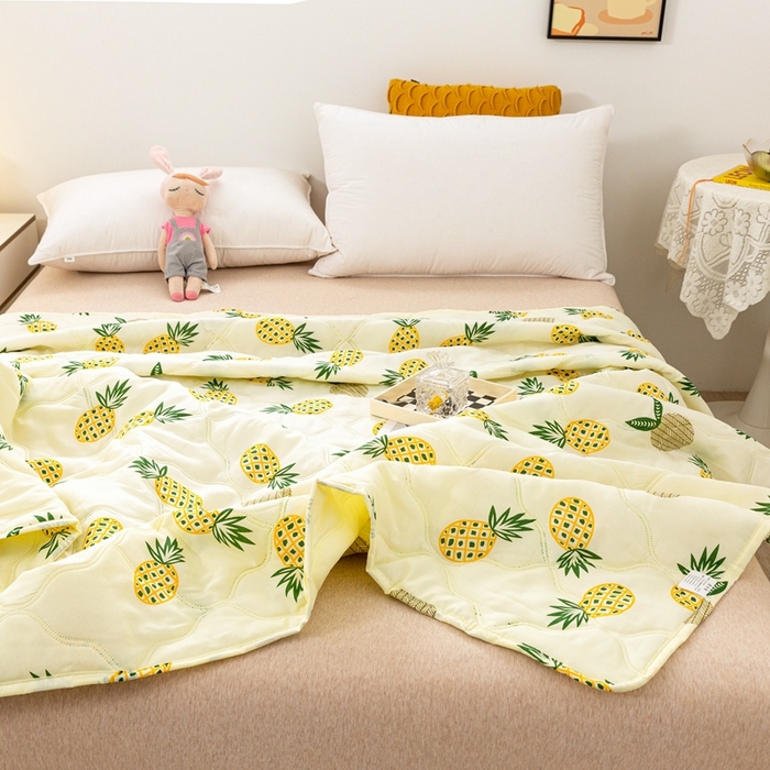 91家纺网 家纺一手货源 找家纺 爱派 2023新款磨毛超声波夏被夏凉被空调被被子被芯 黄菠萝