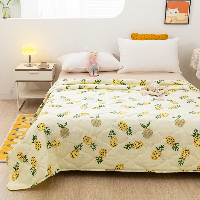 91家纺网 家纺一手货源 找家纺 爱派 2023新款磨毛超声波夏被夏凉被空调被被子被芯 黄菠萝