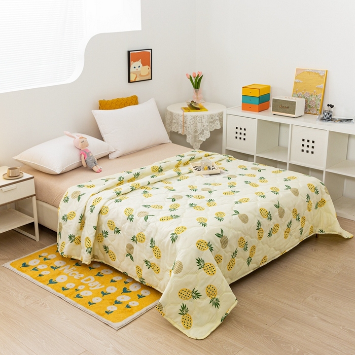 91家纺网 家纺一手货源 找家纺 爱派 2023新款磨毛超声波夏被夏凉被空调被被子被芯 黄菠萝