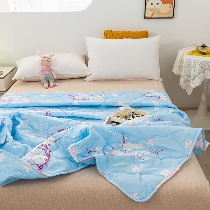 91家纺网 家纺一手货源 找家纺 爱派 2023新款磨毛超声波夏被夏凉被空调被被子被芯 腊梅