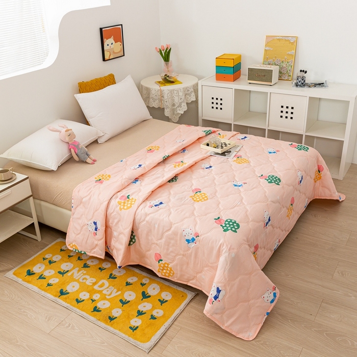 91家纺网 家纺一手货源 找家纺 爱派 2023新款磨毛超声波夏被夏凉被空调被被子被芯 萌萌兔