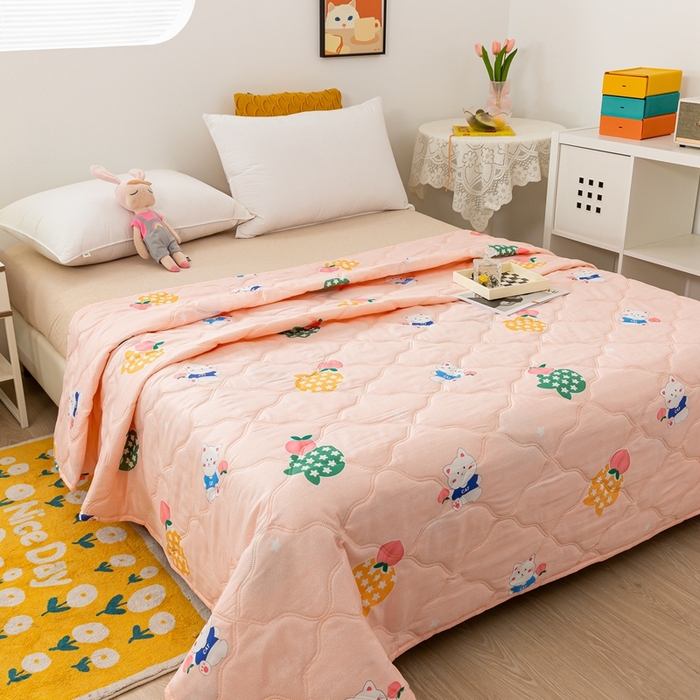 91家纺网 家纺一手货源 找家纺 爱派 2023新款磨毛超声波夏被夏凉被空调被被子被芯 萌萌兔