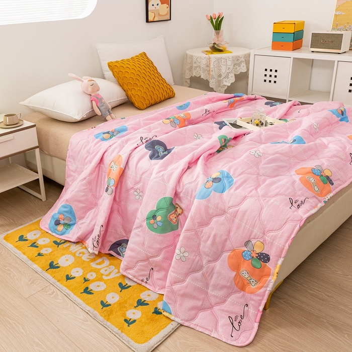 91家纺网 家纺一手货源 找家纺 爱派 2023新款磨毛超声波夏被夏凉被空调被被子被芯 甜心