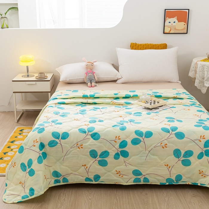 91家纺网 家纺一手货源 找家纺 爱派 2023新款磨毛超声波夏被夏凉被空调被被子被芯 叶叶情深