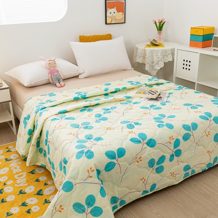 91家纺网 家纺一手货源 找家纺 爱派 2023新款磨毛超声波夏被夏凉被空调被被子被芯 叶叶情深