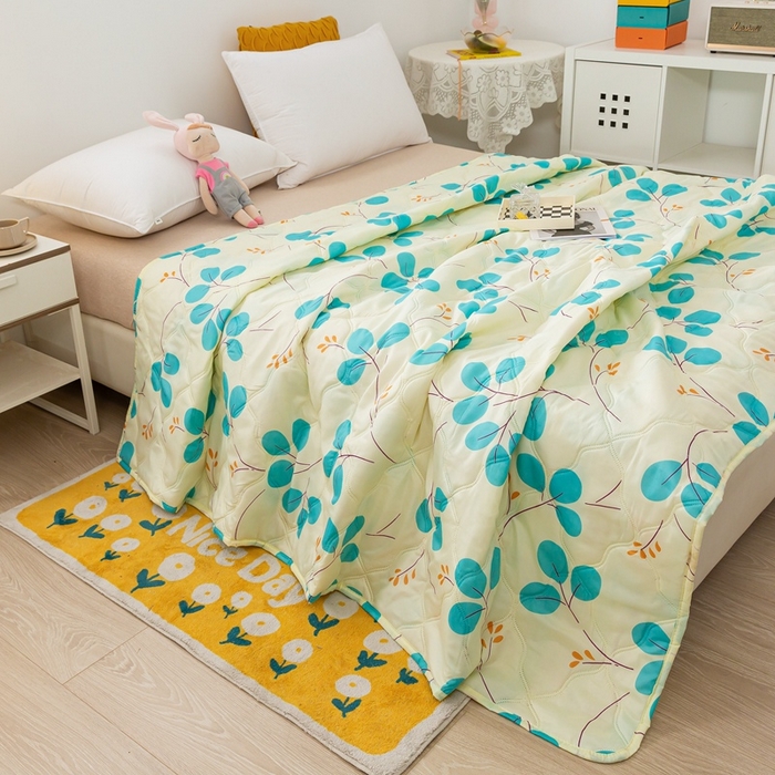 91家纺网 家纺一手货源 找家纺 爱派 2023新款磨毛超声波夏被夏凉被空调被被子被芯 叶叶情深