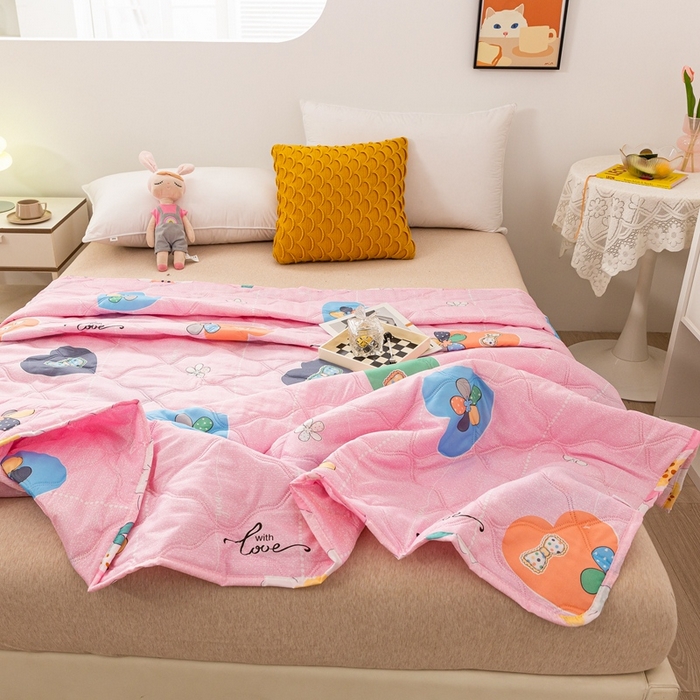 91家纺网 家纺一手货源 找家纺 爱派 2023新款磨毛超声波夏被夏凉被空调被被子被芯 甜心