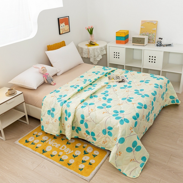 91家纺网 家纺一手货源 找家纺 爱派 2023新款磨毛超声波夏被夏凉被空调被被子被芯 叶叶情深