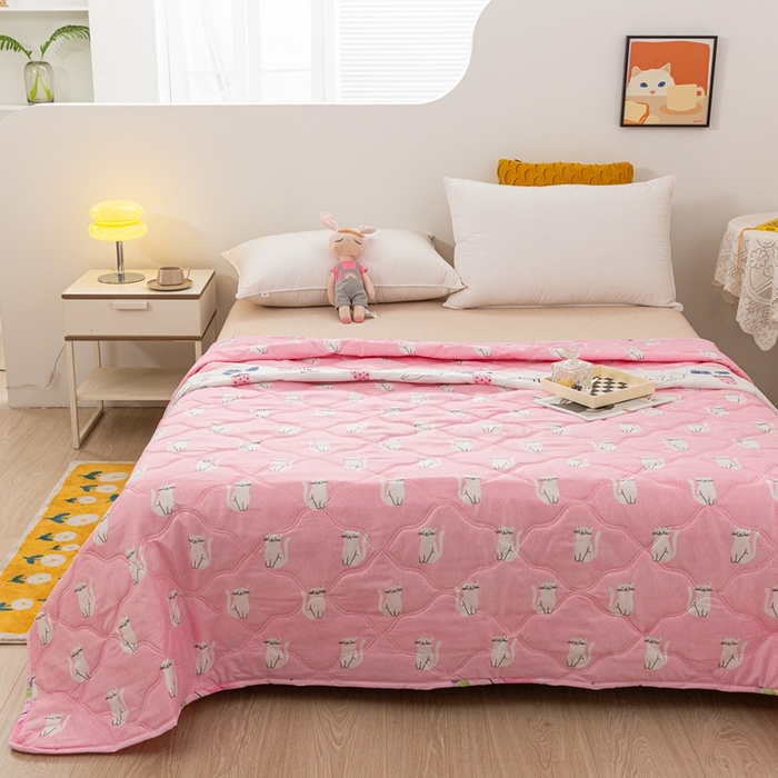 91家纺网 家纺一手货源 找家纺 爱派 2023新款磨毛超声波夏被夏凉被空调被被子被芯 招财猫