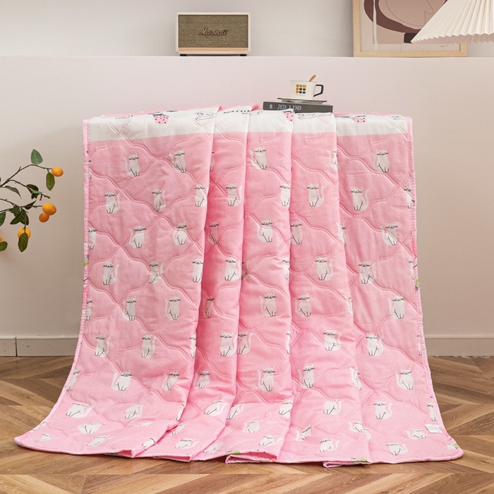 91家纺网 家纺一手货源 找家纺 爱派 2023新款磨毛超声波夏被夏凉被空调被被子被芯 招财猫