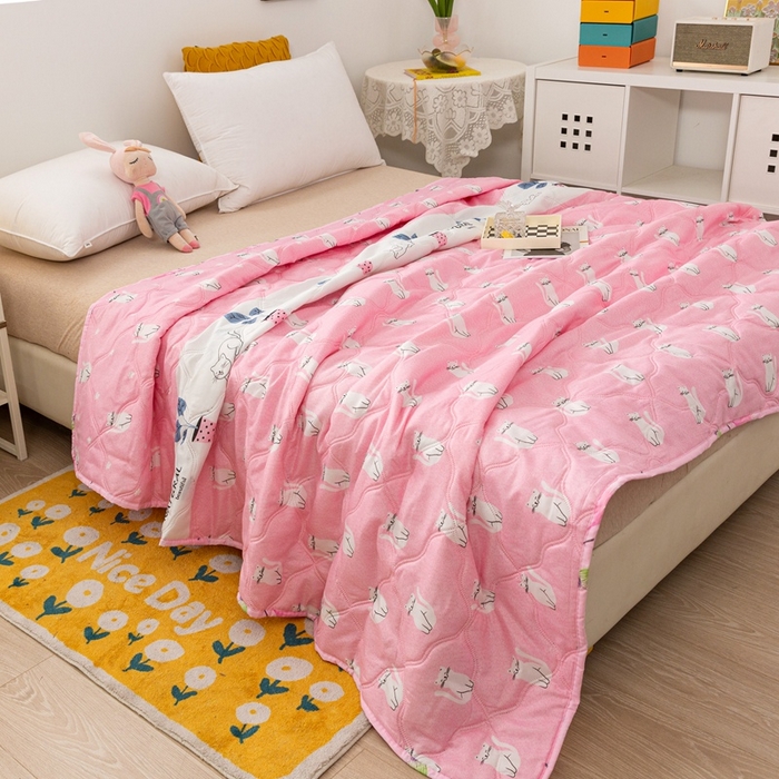 91家纺网 家纺一手货源 找家纺 爱派 2023新款磨毛超声波夏被夏凉被空调被被子被芯 招财猫