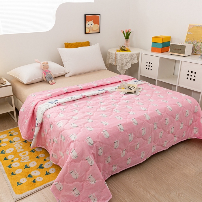 91家纺网 家纺一手货源 找家纺 爱派 2023新款磨毛超声波夏被夏凉被空调被被子被芯 招财猫