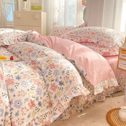 91家纺网 家纺一手货源 找家纺 （总）艾唯希 2024新款全棉法式花边四件套系列-第三批