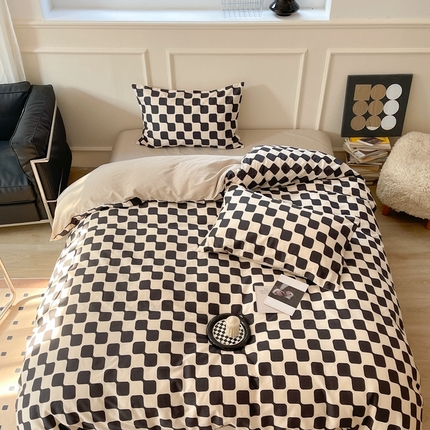 时年 2023新款全棉四件套热爱生活系列第一期 黑米格