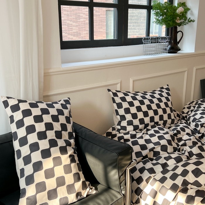 91家纺网 家纺一手货源 找家纺 时年 2023新款全棉四件套热爱生活系列第一期 黑米格