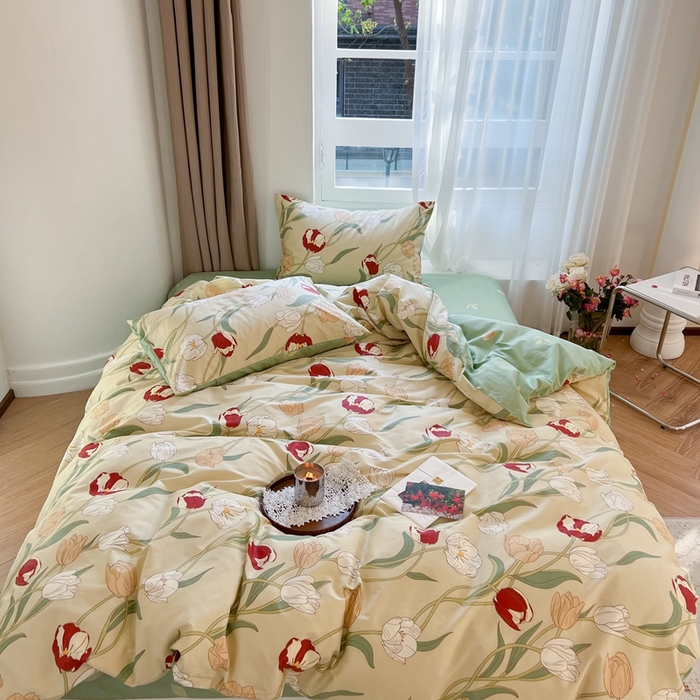 91家纺网 家纺一手货源 找家纺 时年 2023新款全棉四件套热爱生活系列第一期 花韵