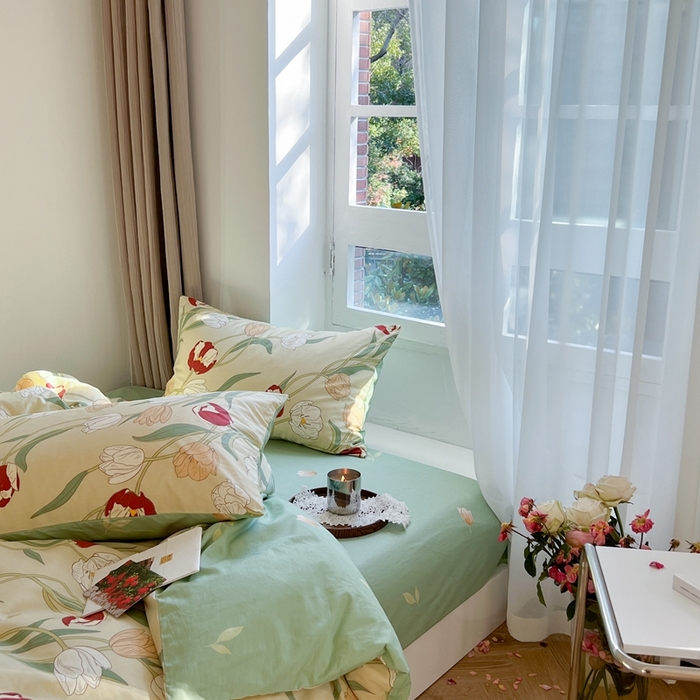 91家纺网 家纺一手货源 找家纺 时年 2023新款全棉四件套热爱生活系列第一期 花韵