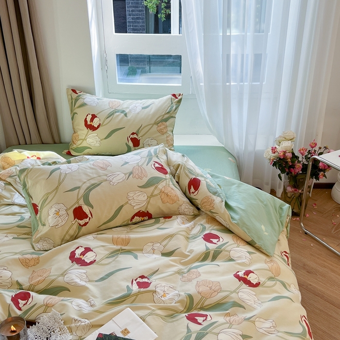 91家纺网 家纺一手货源 找家纺 时年 2023新款全棉四件套热爱生活系列第一期 花韵