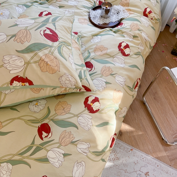 91家纺网 家纺一手货源 找家纺 时年 2023新款全棉四件套热爱生活系列第一期 花韵