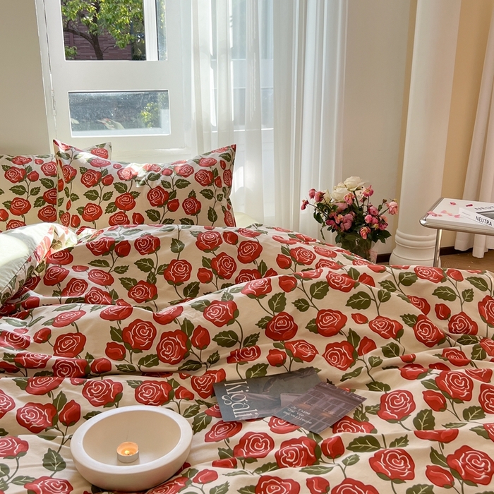 91家纺网 家纺一手货源 找家纺 时年 2023新款全棉四件套热爱生活系列第一期 卡罗拉