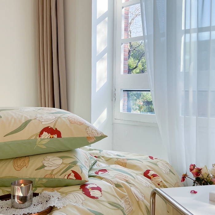 91家纺网 家纺一手货源 找家纺 时年 2023新款全棉四件套热爱生活系列第一期 花韵