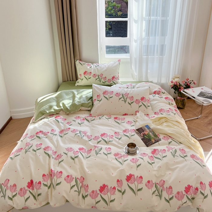 91家纺网 家纺一手货源 找家纺 时年 2023新款全棉四件套热爱生活系列第一期 静香