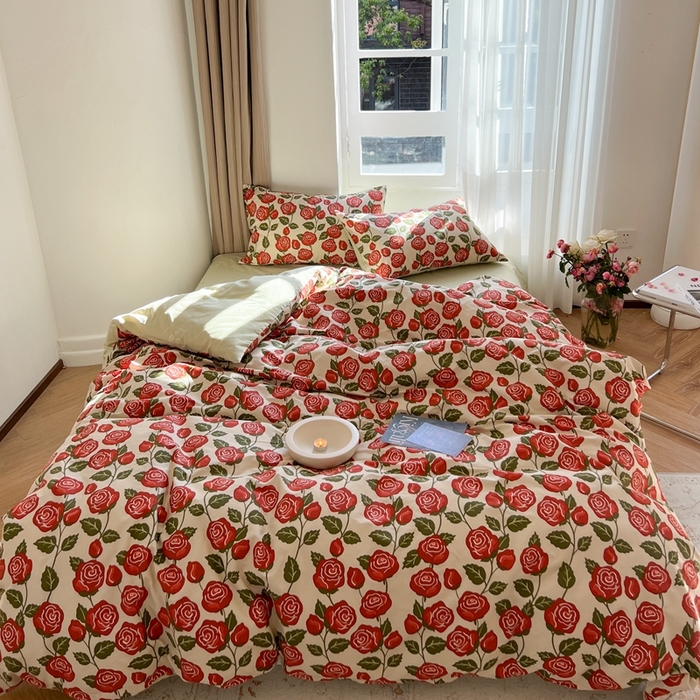 91家纺网 家纺一手货源 找家纺 时年 2023新款全棉四件套热爱生活系列第一期 卡罗拉