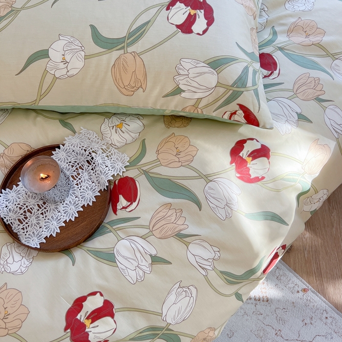 91家纺网 家纺一手货源 找家纺 时年 2023新款全棉四件套热爱生活系列第一期 花韵