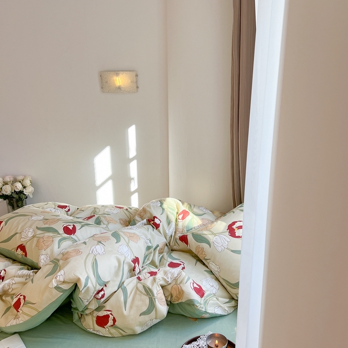 91家纺网 家纺一手货源 找家纺 时年 2023新款全棉四件套热爱生活系列第一期 花韵