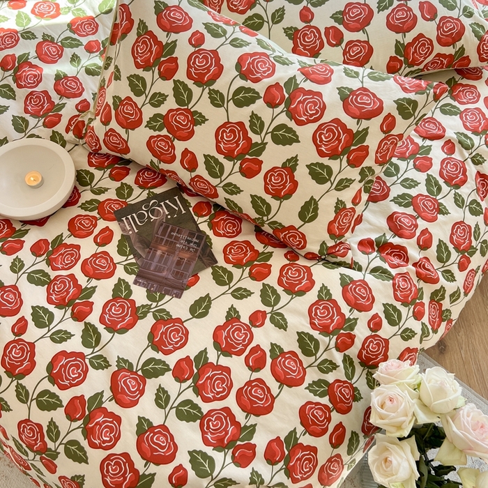 91家纺网 家纺一手货源 找家纺 时年 2023新款全棉四件套热爱生活系列第一期 卡罗拉