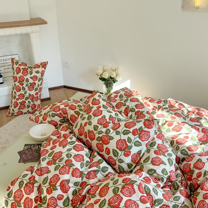 91家纺网 家纺一手货源 找家纺 时年 2023新款全棉四件套热爱生活系列第一期 卡罗拉