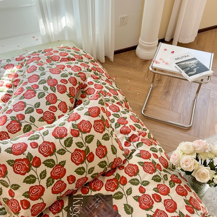 91家纺网 家纺一手货源 找家纺 时年 2023新款全棉四件套热爱生活系列第一期 卡罗拉