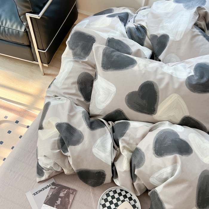 91家纺网 家纺一手货源 找家纺 时年 2023新款全棉四件套热爱生活系列第一期 朱古力