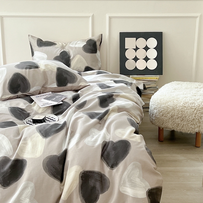 91家纺网 家纺一手货源 找家纺 时年 2023新款全棉四件套热爱生活系列第一期 朱古力