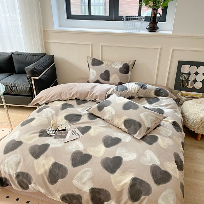 91家纺网 家纺一手货源 找家纺 时年 2023新款全棉四件套热爱生活系列第一期 朱古力