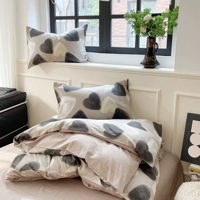 91家纺网 家纺一手货源 找家纺 时年 2023新款全棉四件套热爱生活系列第一期 朱古力