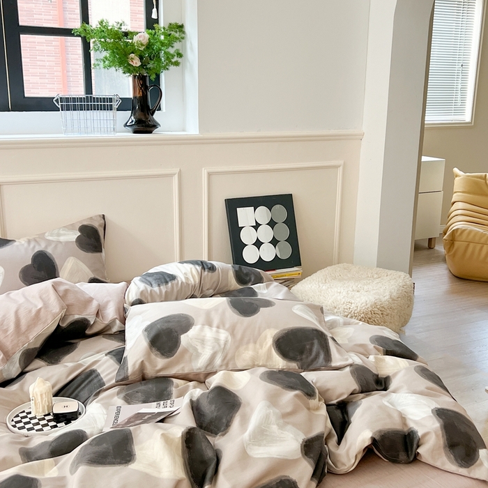 91家纺网 家纺一手货源 找家纺 时年 2023新款全棉四件套热爱生活系列第一期 朱古力