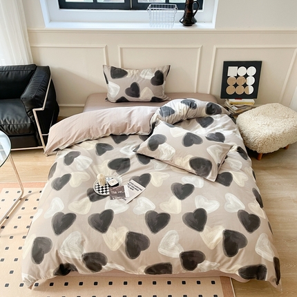 时年 2023新款全棉四件套热爱生活系列第一期 朱古力