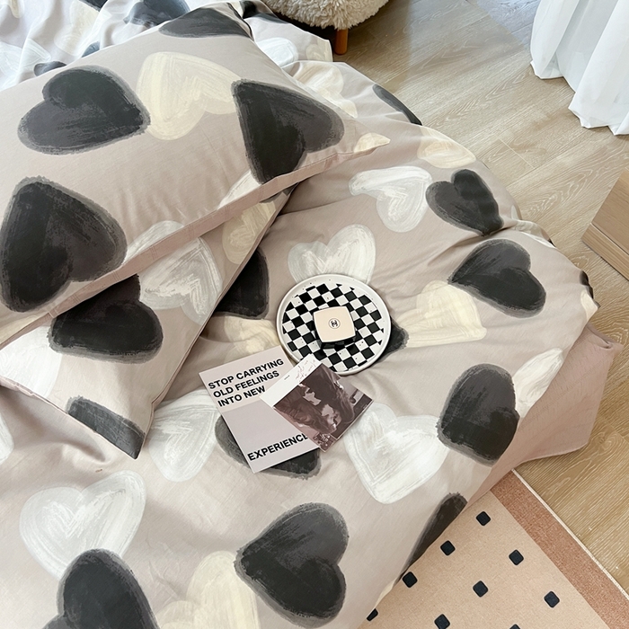 91家纺网 家纺一手货源 找家纺 时年 2023新款全棉四件套热爱生活系列第一期 朱古力