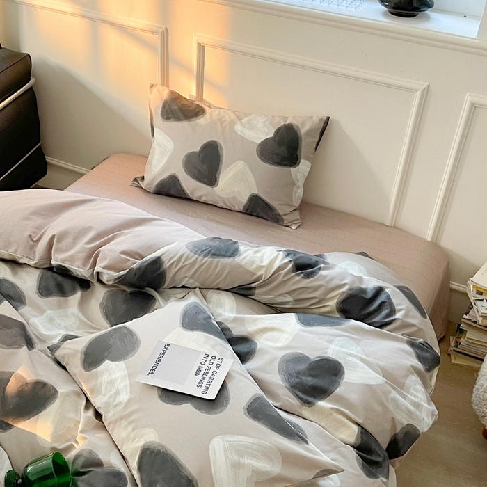 91家纺网 家纺一手货源 找家纺 时年 2023新款全棉四件套热爱生活系列第一期 朱古力