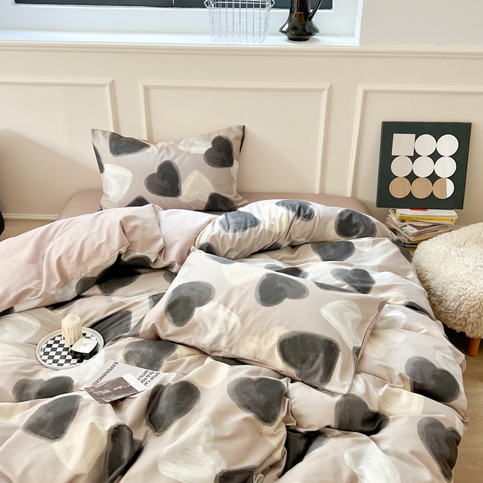 91家纺网 家纺一手货源 找家纺 时年 2023新款全棉四件套热爱生活系列第一期 朱古力