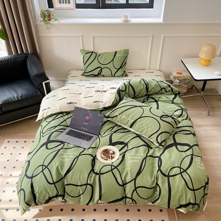 91家纺网 家纺一手货源 找家纺 （总）时年 2023新款全棉四件套热爱生活系列第一期