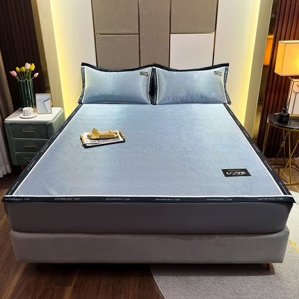 宅部落2023新款加厚碳光丝凉席 极光蓝