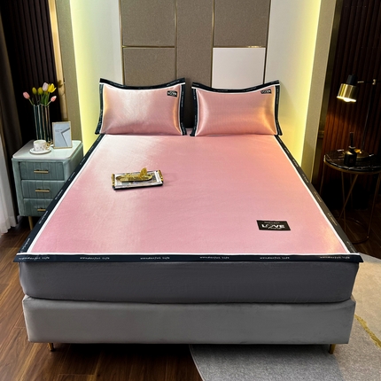 宅部落2023新款加厚碳光丝凉席 樱花粉