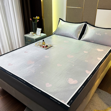 宅部落 2023新款冰藤提花席 爱心粉