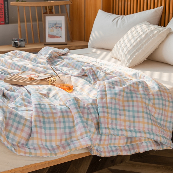 91家纺网 家纺一手货源 找家纺 （总）久云居 2024新款水洗棉新疆棉花被格纹夏被