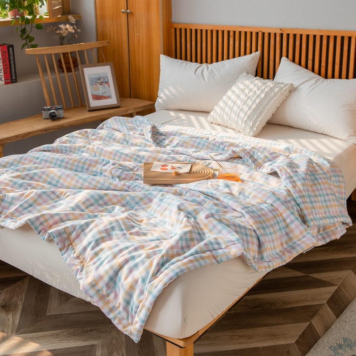 91家纺网 家纺一手货源 找家纺 （总）久云居 2024新款水洗棉新疆棉花被格纹夏被