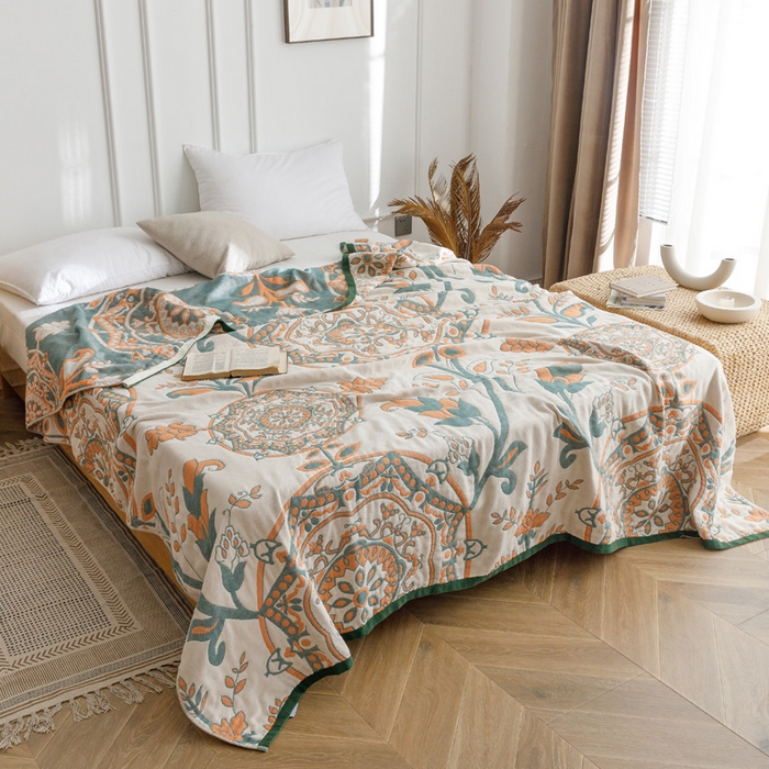 91家纺网 家纺一手货源 找家纺 （总）朴尔 2023新款水洗全棉四层细纱系列毛巾被