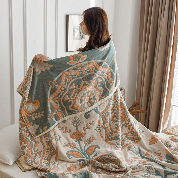 91家纺网 家纺一手货源 找家纺 （总）朴尔 2023新款水洗全棉四层细纱系列毛巾被