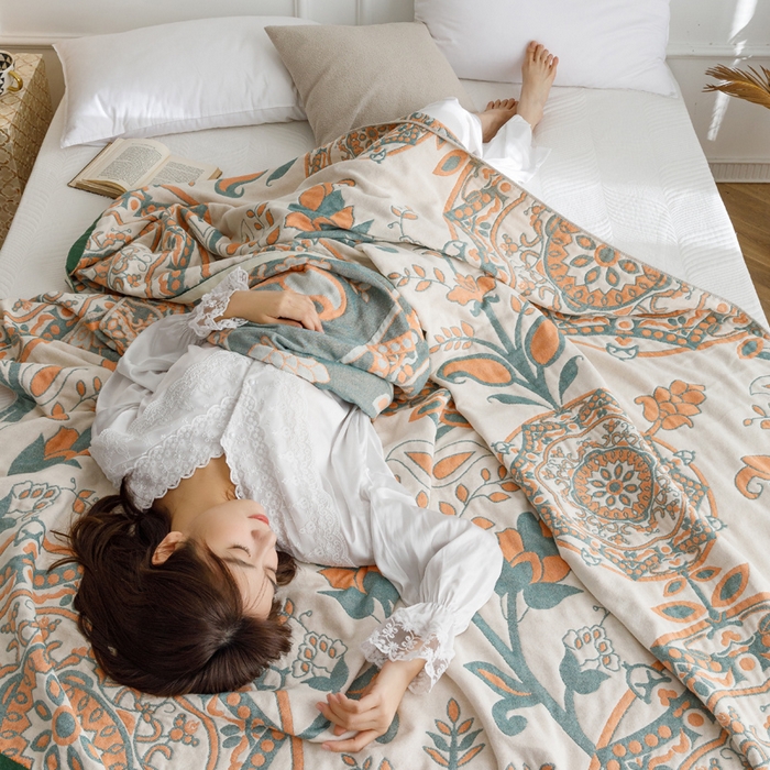 91家纺网 家纺一手货源 找家纺 （总）朴尔 2023新款水洗全棉四层细纱系列毛巾被